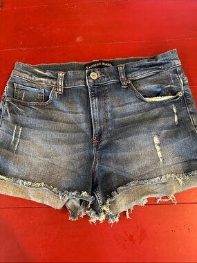 Express Frayed Hem Distressed Jean Shorts - Dark Blue size 12